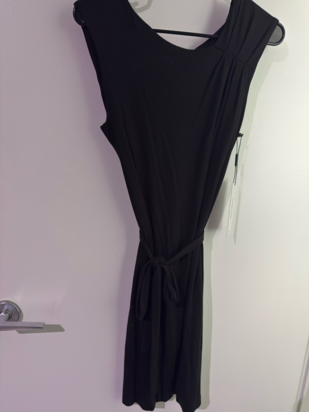 Calvin Klein Black Sleeveless Midi Dress with Self-Tie Waist